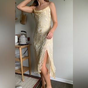 ASTR The Label Golden Animal Print Midi Cowl Neck Dress